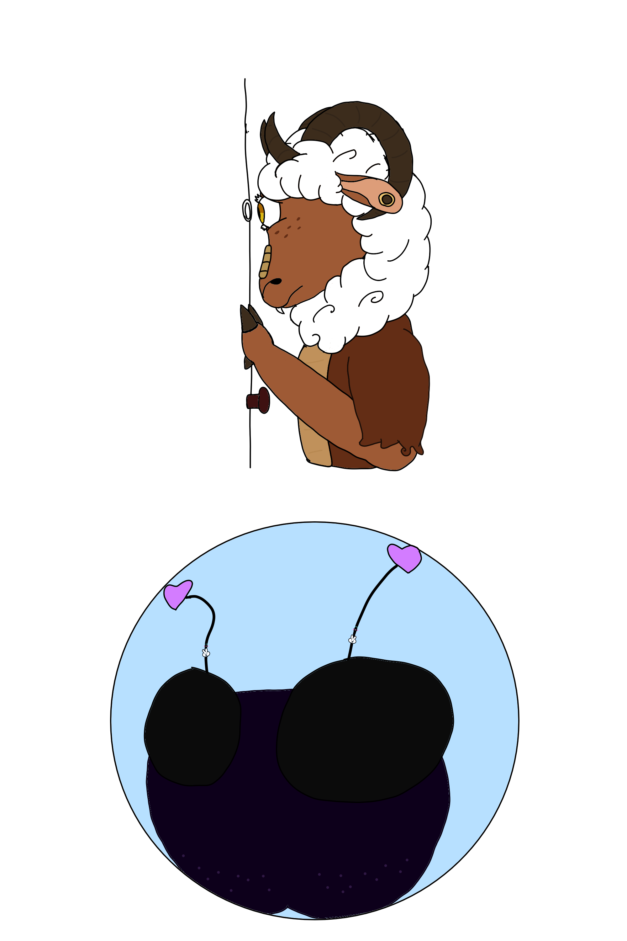 christmas present i drew for moses, of their sona soleil (top) and my sona luna (bottom)
